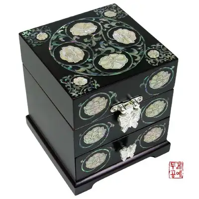 円形唐草模様引き出し式ジュエリーボックス