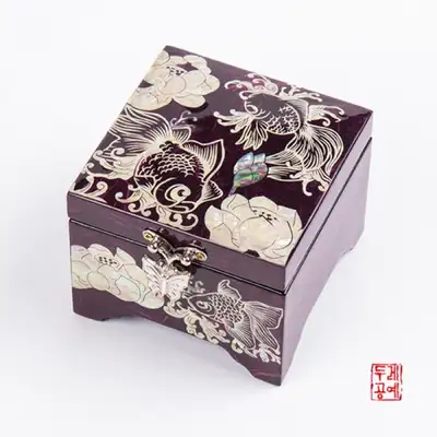 蓮と金魚のジュエリーボックス(紫色)