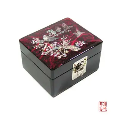 韓紙宝石箱小[梅花 赤]