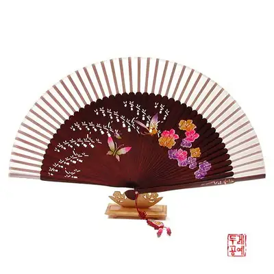 シルク画扇 [花と蝶]