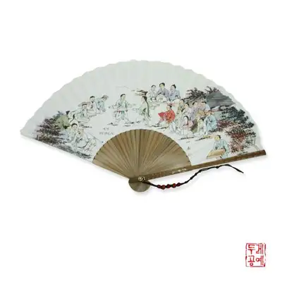 黒竹扇立て_民俗画[跆拳]