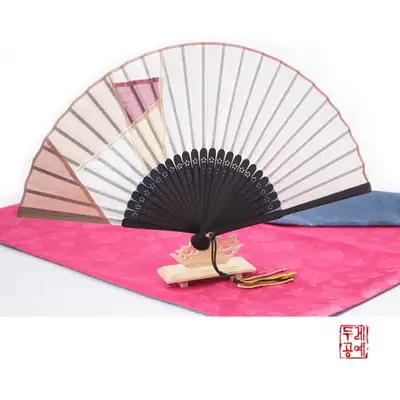 조각보シルク扇