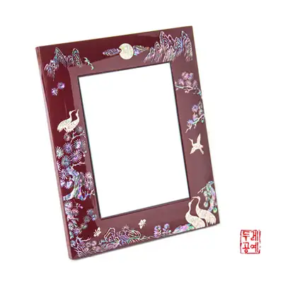 螺鈿松鶴群学鏡（赤）