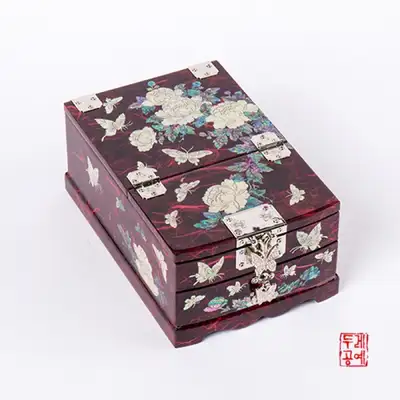 牡丹蝶文様韓紙鏡台