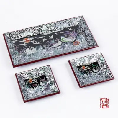 鳳凰文様 角型トレイセット(3P)