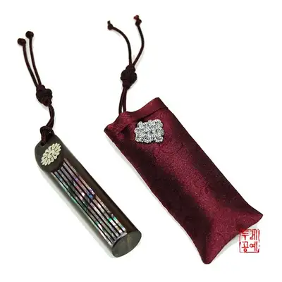 螺鈿印鑑（円形菊文）