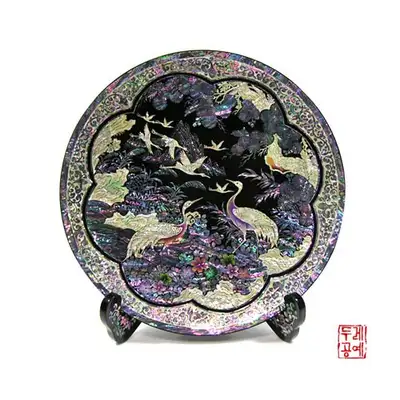 円形トレー[山水松鶴文]