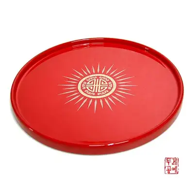 蝙蝠紋朱漆盆[赤色]