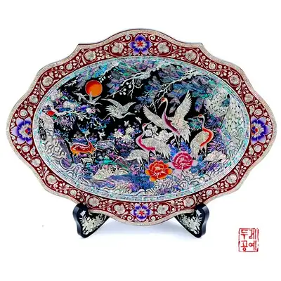 花紋十長生楕円トレー