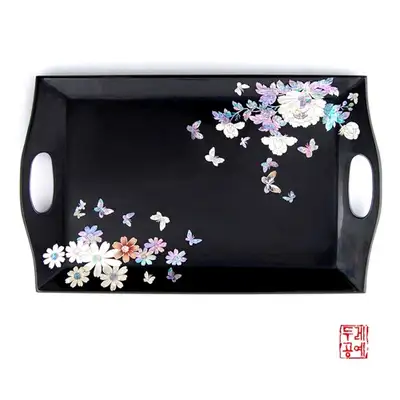 花々の響宴 スクエアトレイ（黒）