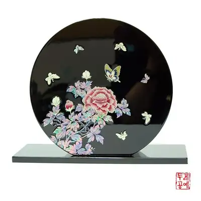 花と蝶 螺鈿丸形花瓶