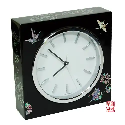 螺鈿漆器卓上時計-角型大 2008