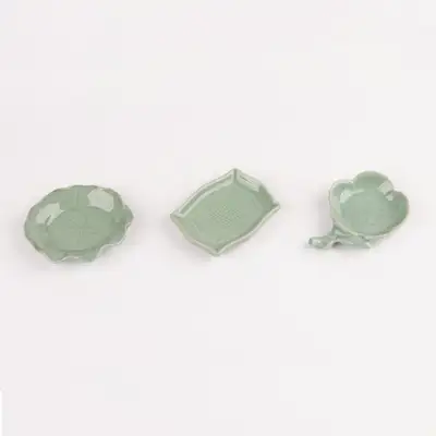 青磁伝統文様菓子皿 3種セット