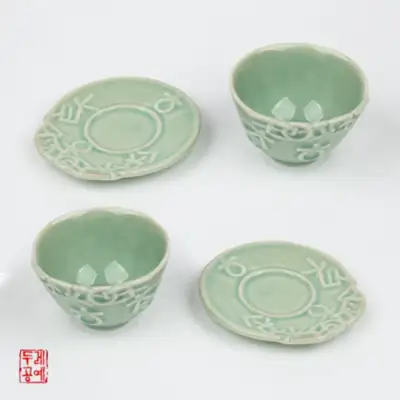 伝統文様茶杯セット-ハングル