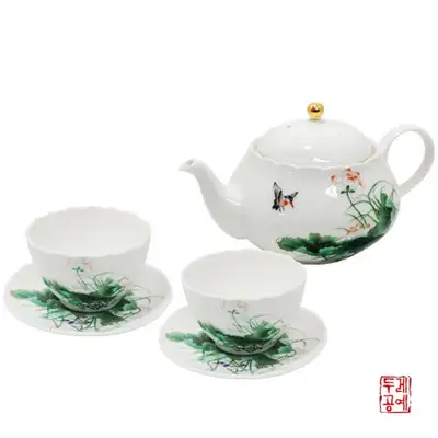 蓮花図茶器セット 7p