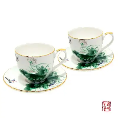 蓮花図 フラワー エスプレッソ コーヒーカップ セット 4p