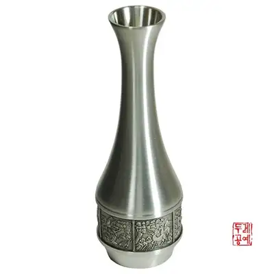 錫の花瓶(十長生)
