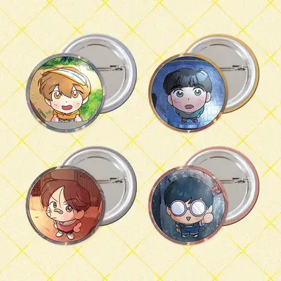 [Spinach Bouquet] Round Pin Button 32mm 4 Types | Webtoon Goods