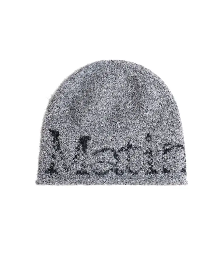 MATIN KIM BOUCLE CRACK LOGO BEANIE IN GREY